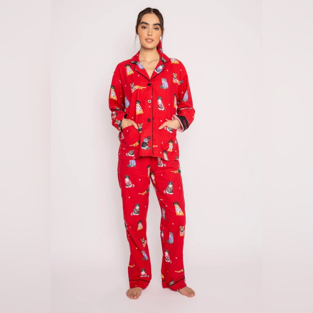 Christmas Pajamas, PJ Salvage 100% Cotton Flannel Fluff You Cat PJ Set